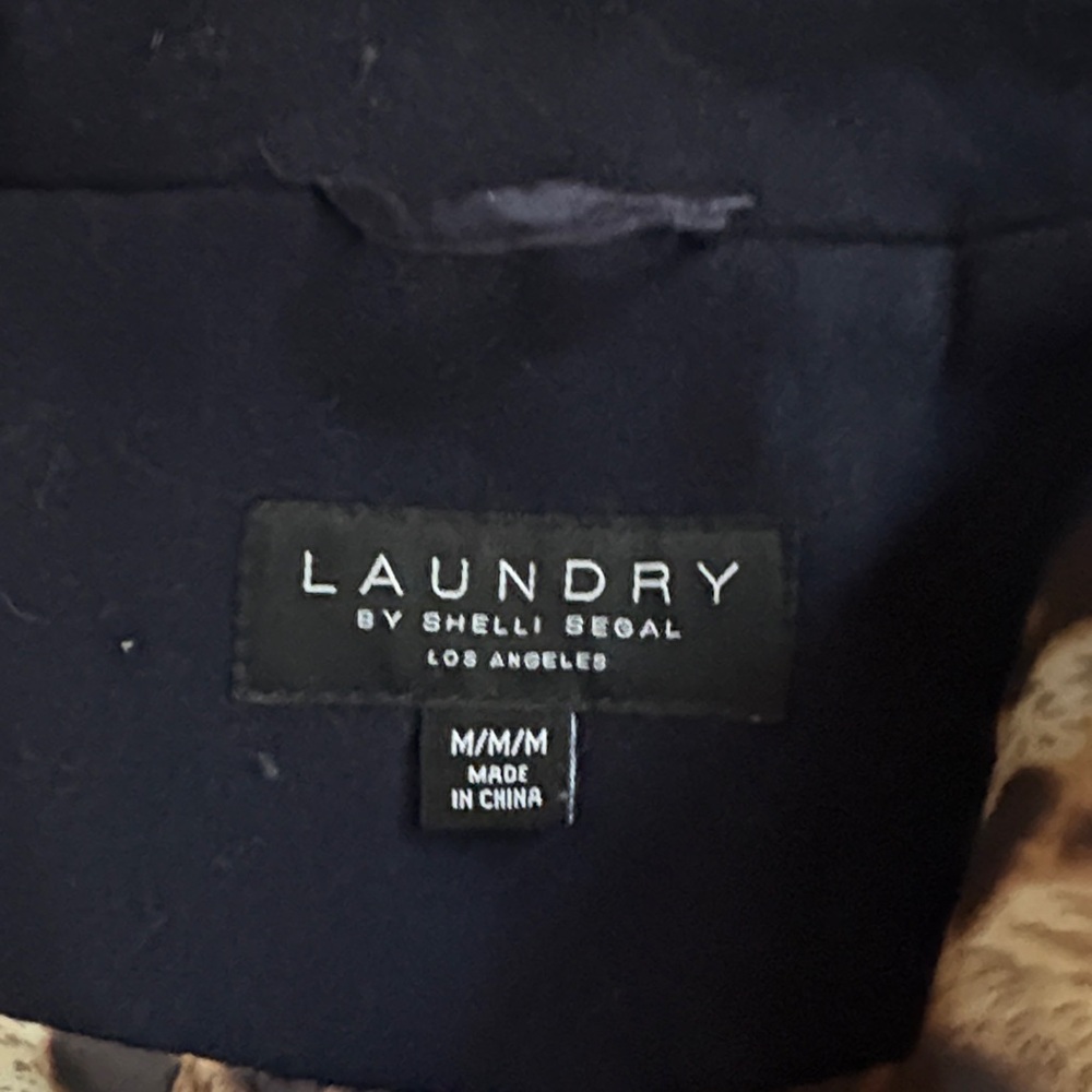 Laundry by Shelli Segal Navy and Tan swing pea coat